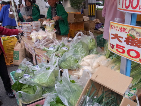 関西矯正展の和歌山県田辺市本宮のブースの野菜など
